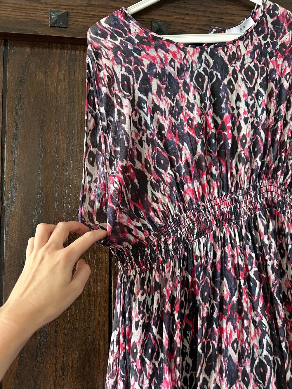 IRO Pink and Black Snake-Print Mini Viscose Dress sz 36